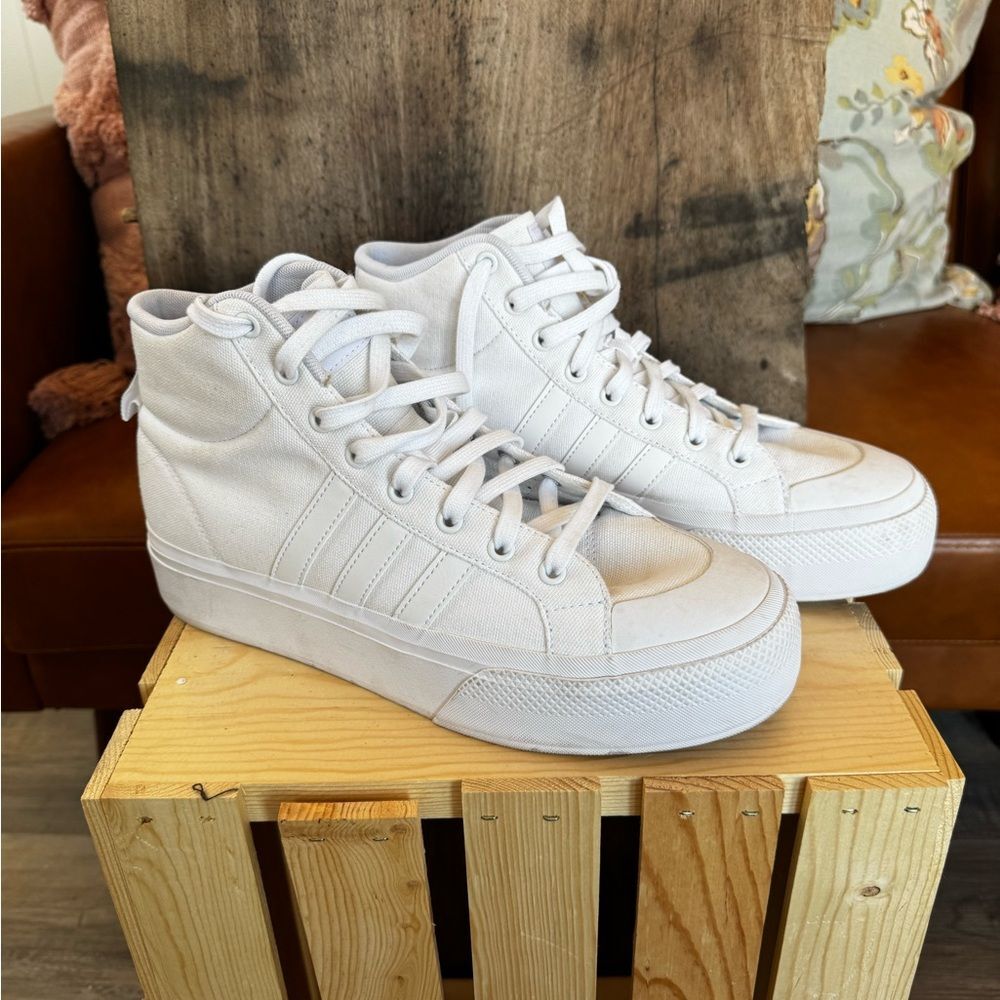Adidas Bravada 2.0 Mid Platform High-Top Sneakers White Women’s Size 10